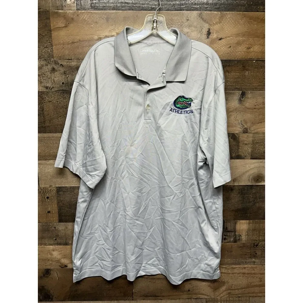 Florida Gators NCAA Football Nike Polo Shirt Mens 2XL‎ Gray Dri Fit Performance
